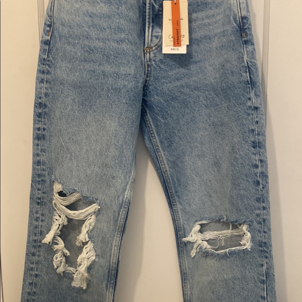 Brand new with tags Mango straight legged ripped jeans.